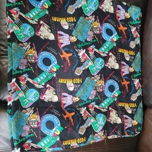 Nicole Miller Black Multicolor Travel Motif Silk Scarf